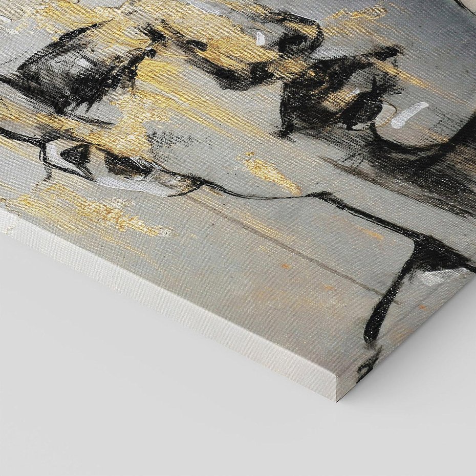 Obraz na płótnie 60x60 - Kobieta - Abstrakcyjne Malowidło - złote, usta abstrakcja