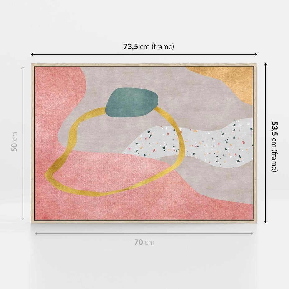 Obraz w ramie 70x50 - Ekspresja w ruchu pędzla - abstrakcja, połączenie kształtów - rama drewno