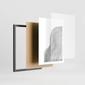 Plakat w ramie 50x70 - Refrakcje Przestrzeni - mnimalistyczna forma, czarne linie - rama czarna