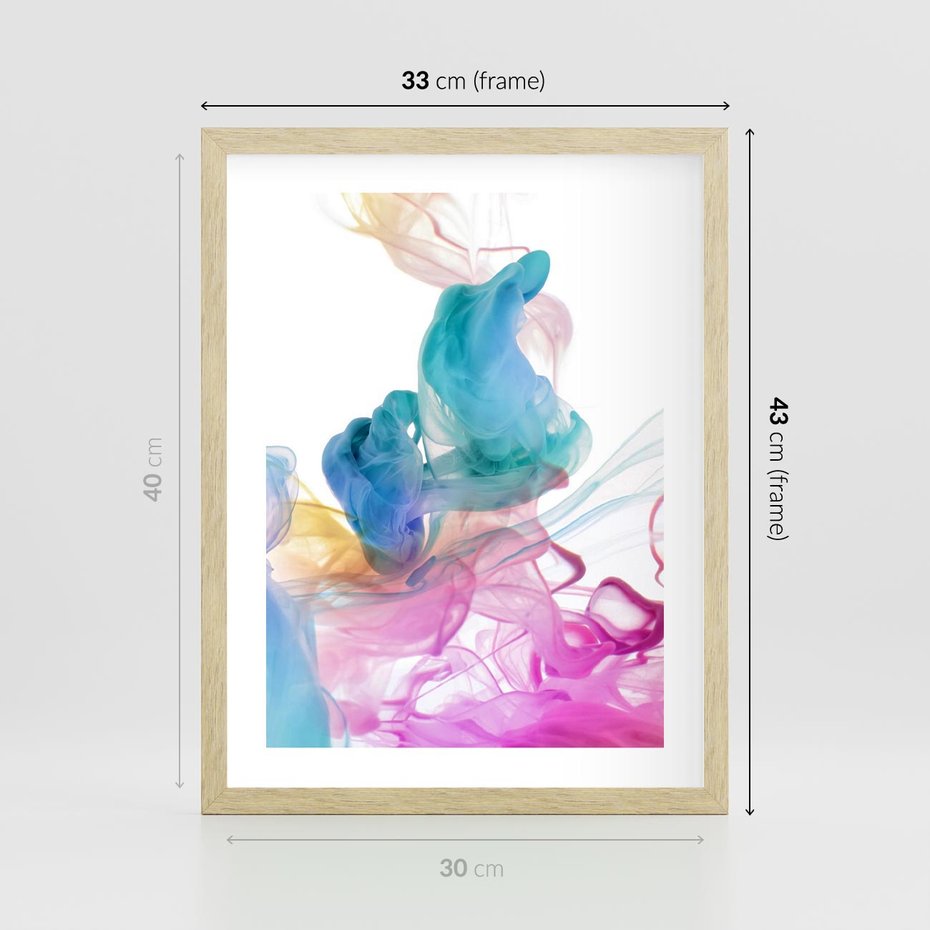 Plakat w ramie 30x40 - Abstrakcyjne Pastelowe Piękno - abstrakcja, pastelowe - rama drewno