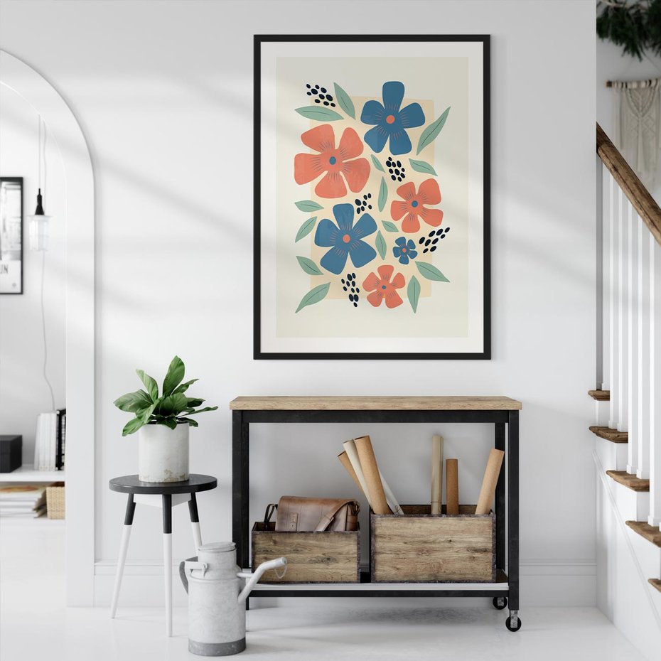 Plakat bez ramy 40x50 - Kolorowe Pasmo - kwiaty, nowoczesna abstrakcja