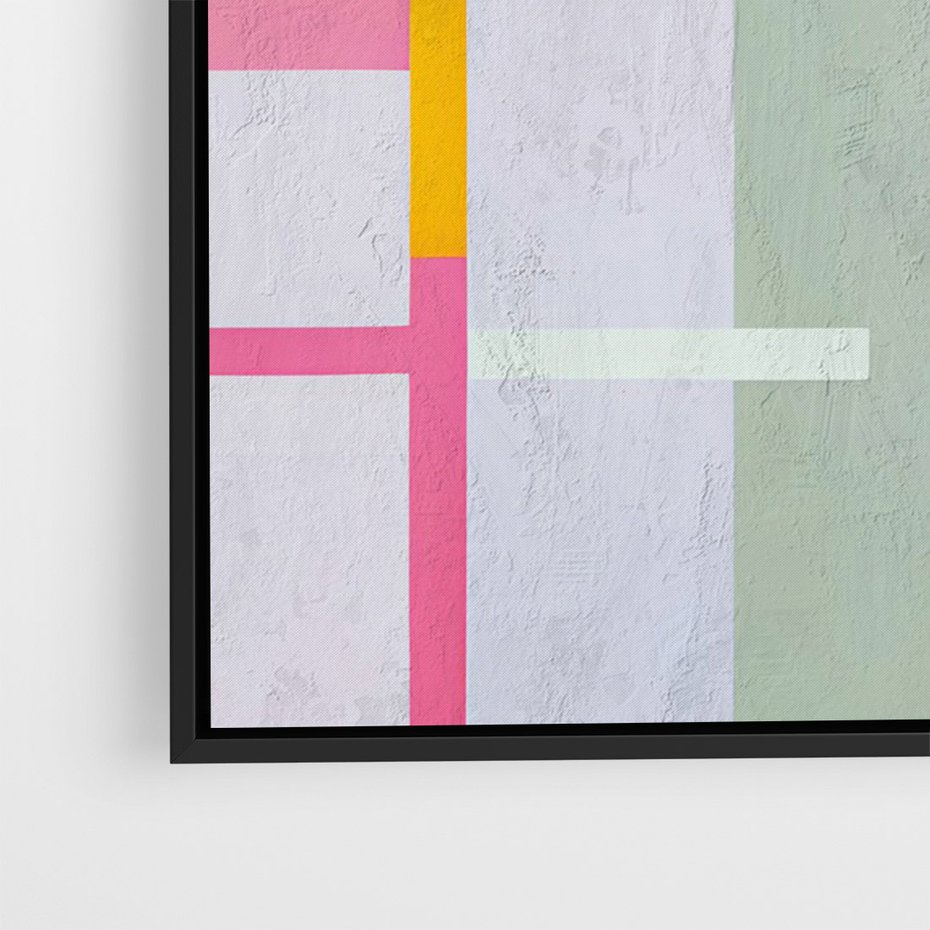 Obraz w ramie 50x70 - Rozbijające Granice Wyobraźni - abstrakcyjne geometryczne kształty, olejny obraz - rama czarna