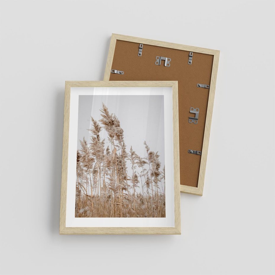 Plakat w ramie 30x40 - Boho Urok - trawy, pampas - rama drewno