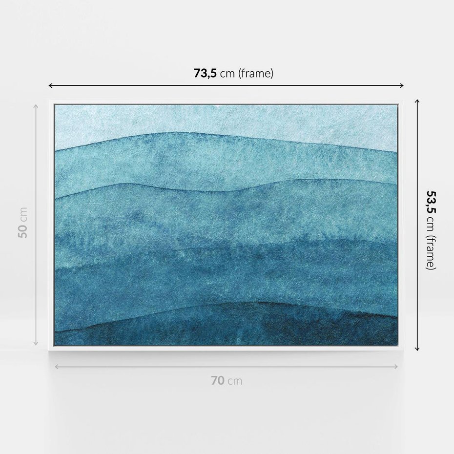 Obraz w ramie 70x50 - Kolorowe fale akwareli - akwarela, fale - rama biała