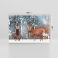 Obraz na płótnie 120x80 - Mroźne Spotkanie w Leśnej Krainie - dwa jelenie, zima