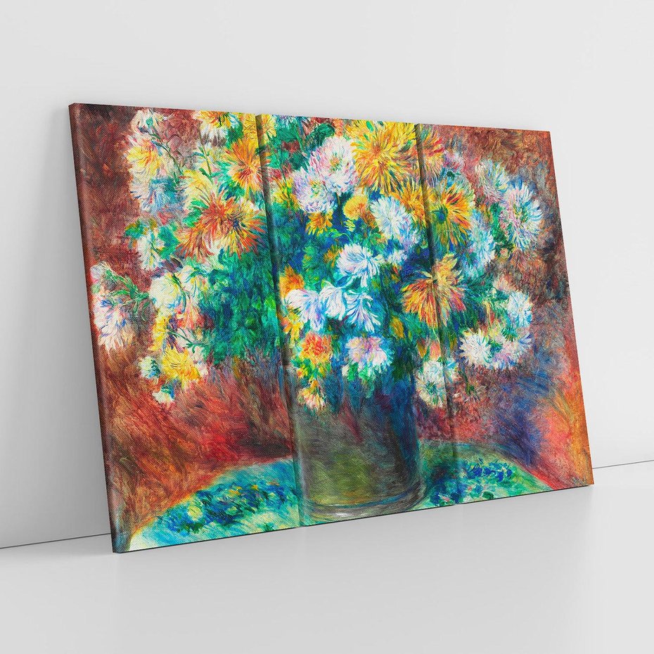 Obraz na płótnie 120x80 - Chryzantemy (1881–1882), Pierre-Auguste Renoir - Reprodukcja - reprodukcja, obraz na płótnie