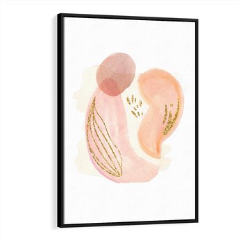 Obraz w ramie 50x70 - Impresje Przenikających Form - abstrakcyjne akwarelowe plamy, minimalizm - rama czarna