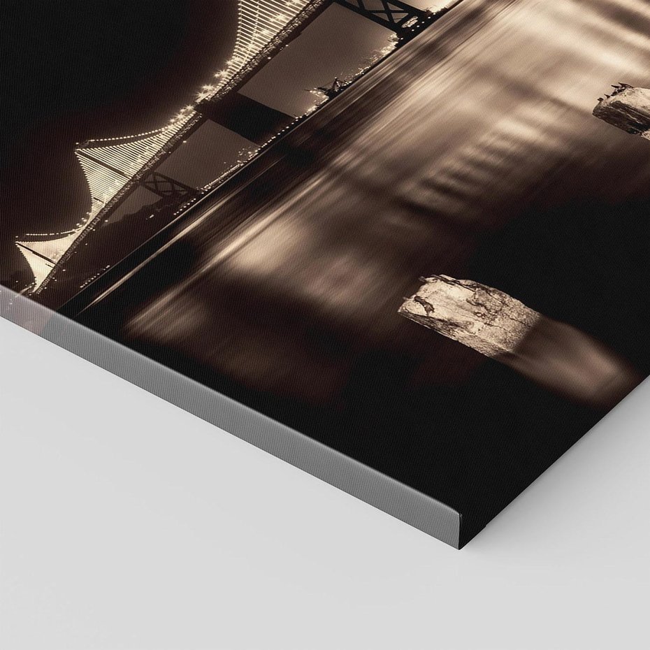 Obraz na płótnie 100x70 - Most nocą nad rzeką - noc, most