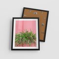 Plakat w ramie 40x50 - Fotografia Rośliny z Różowym Tłem - fotografia, zielona roślina na tle różwj ściany - rama czarna
