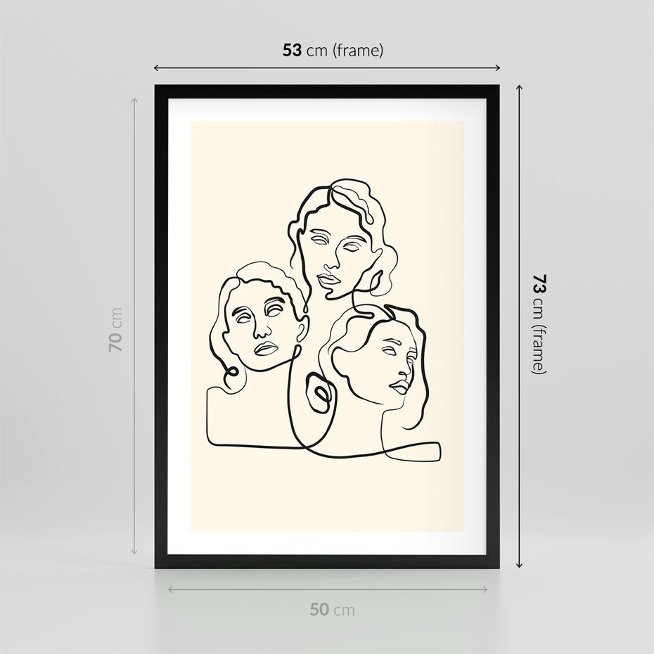 Plakat w ramie 50x70 - Trzy Kobiety - 3 kobiety, antyczny posag - rama czarna