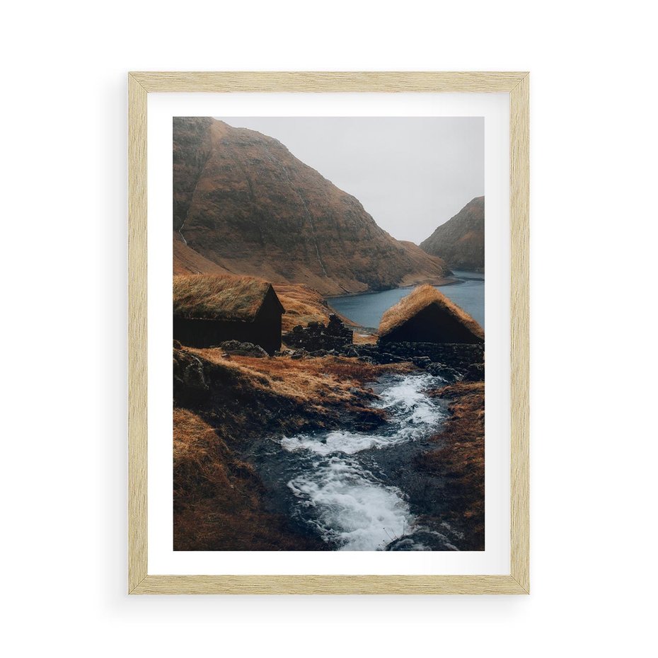 Plakat w ramie 50x70 - Spokój Natury - skandynawski, pejzaż - rama drewno