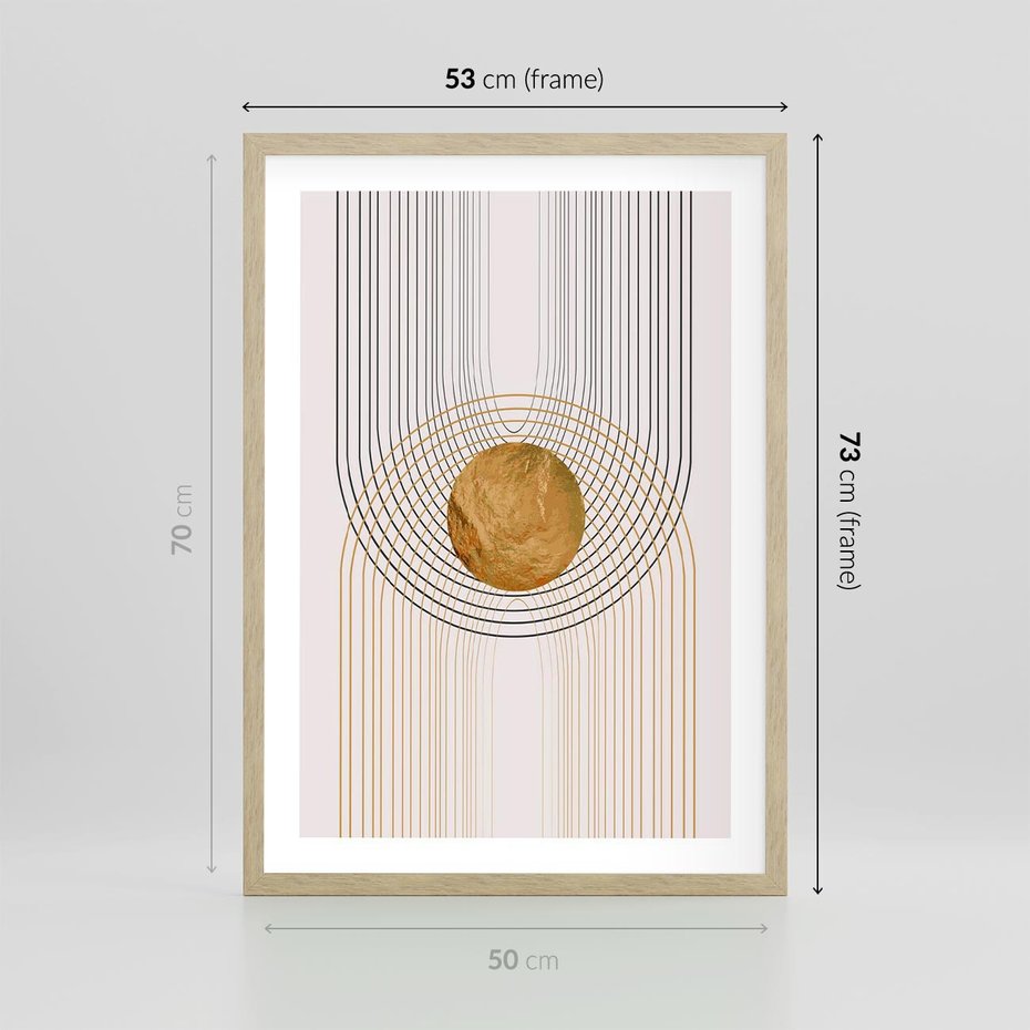 Plakat w ramie 50x70 - Złota Geometria - styl modern, złoto - rama drewno