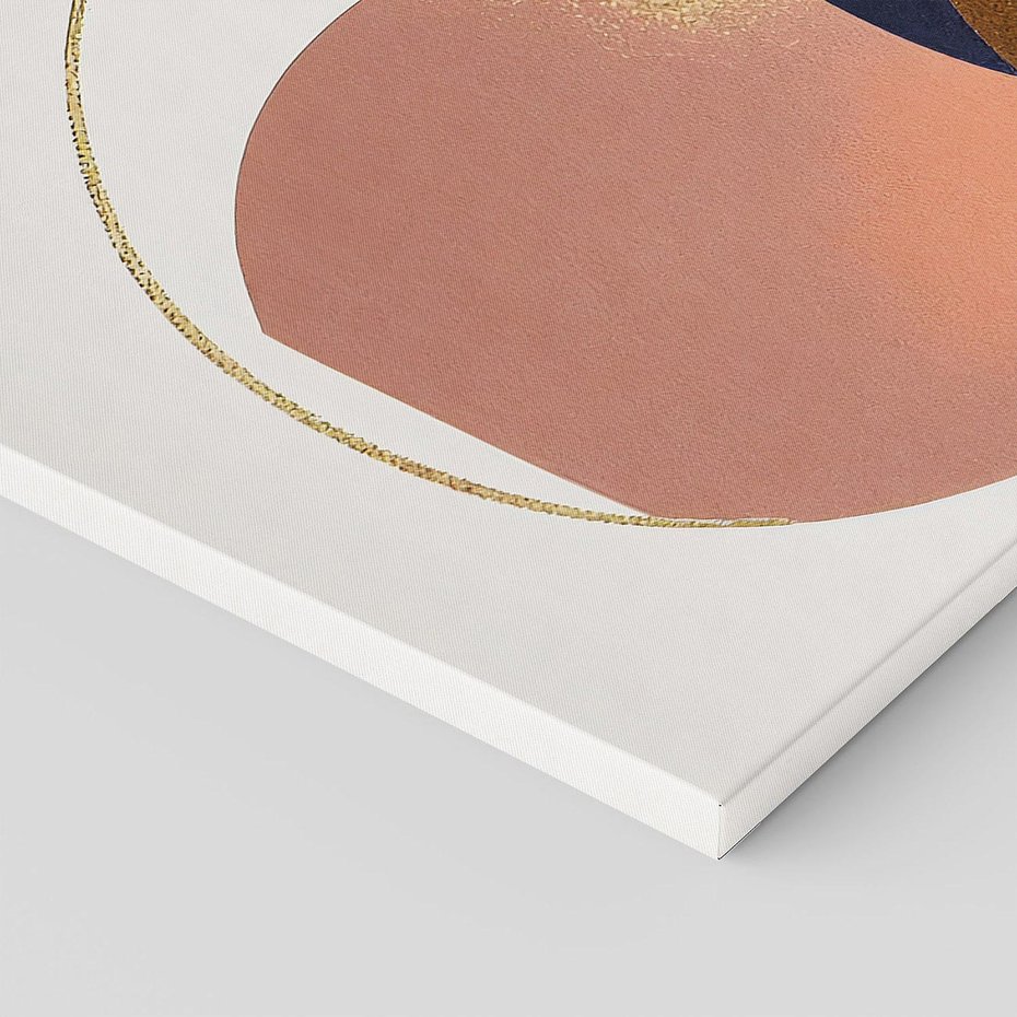 Obraz na płótnie 120x80 - Pudrowe Kreacje - abstrakcyjne plamy koła złote linie modern art