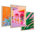 Zestaw obrazy w ramie 30x40 galeria - Liście, rośliny, energetyczne, neony - rama drewno