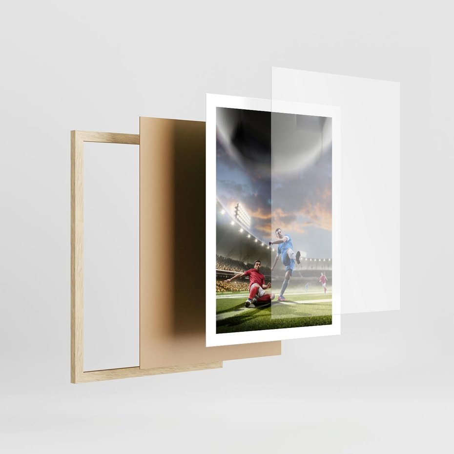 Plakat w ramie 50x70 - Ekscytacja Sportowego Świata - gol, mecz - rama drewno