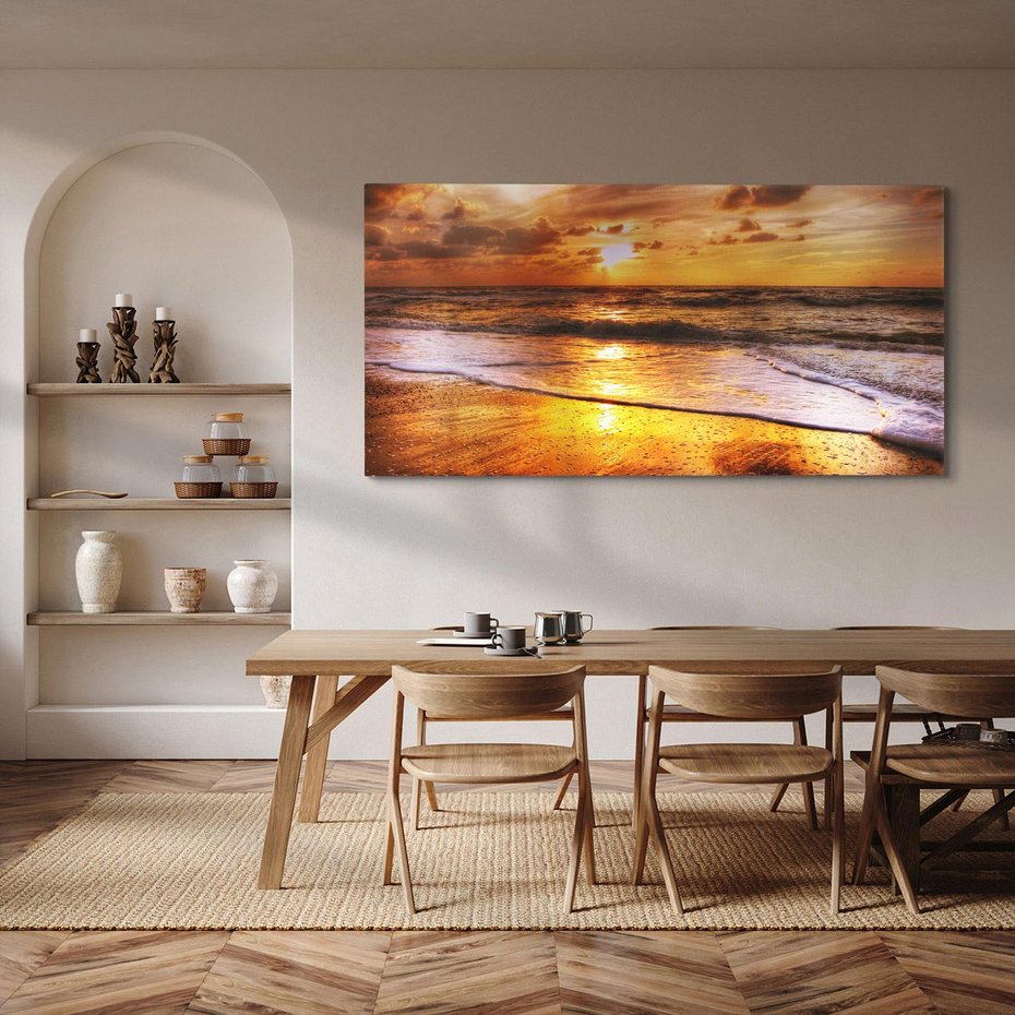 Obraz na płótnie 120x60 - Tropikalna wyspa nad oceanem - zachód, słońca