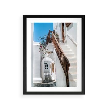 Plakat w ramie 30x40 - Schody Uliczką W dół - schody, uliczka - rama czarna
