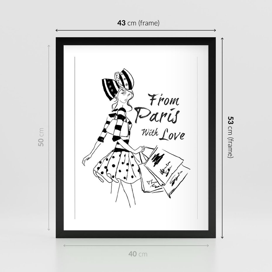 Plakat w ramie 40x50 - Paryż - Miasto Romantycznej Grafiki - Paryż, Paris - rama czarna