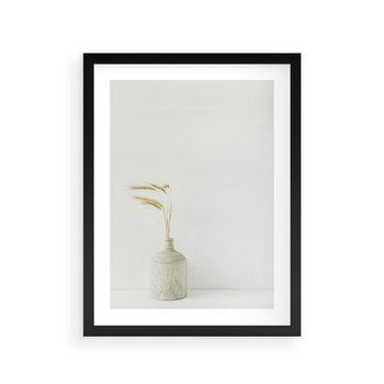 Plakat w ramie 30x40 - Sztuka Prostoty - minimalistyczny wazon, źdźbła traw - rama czarna