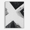Obraz w ramie 80x120 - Nowoczesna Dynamika - perspektywa, wieżowce - rama biała