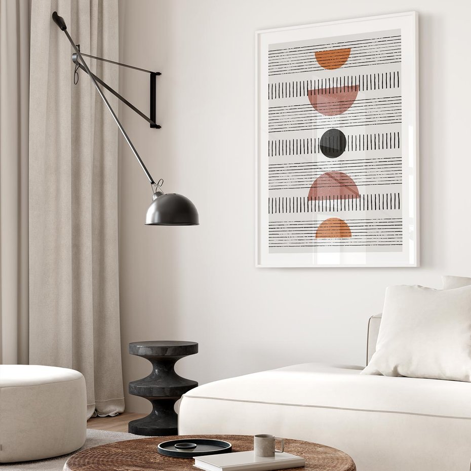 Plakat w ramie 50x70 - Plakat w Stylu Abstrakcji - geometryczna grafika, plakat - rama biała