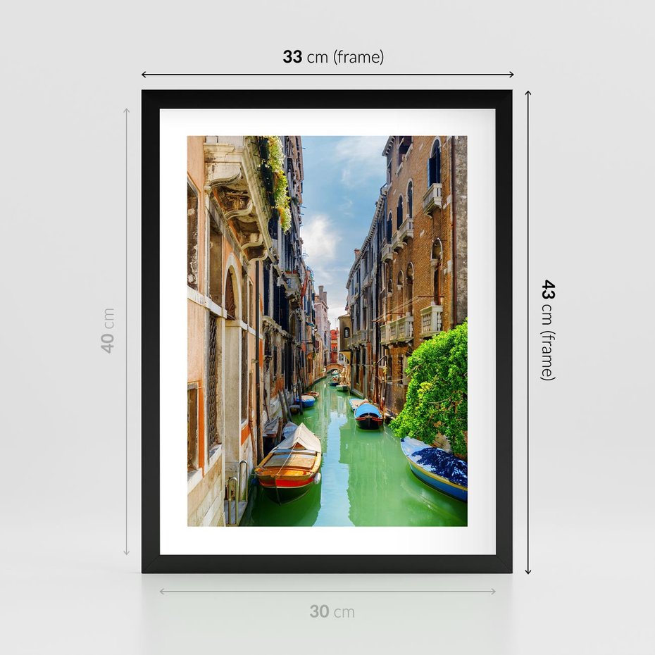 Plakat w ramie 30x40 - Wenecja: romantyczne miasto wodnych dróg - Wenecja, Włochy - rama czarna