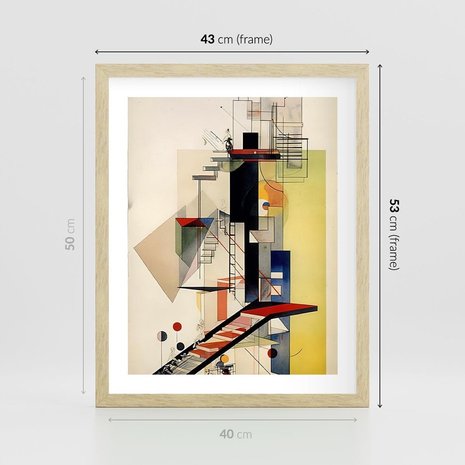 Plakat w ramie 40x50 - Kolorowe Wnętrza Inspiracji - abstrakcyjny obraz, jak kandinsky - rama drewno