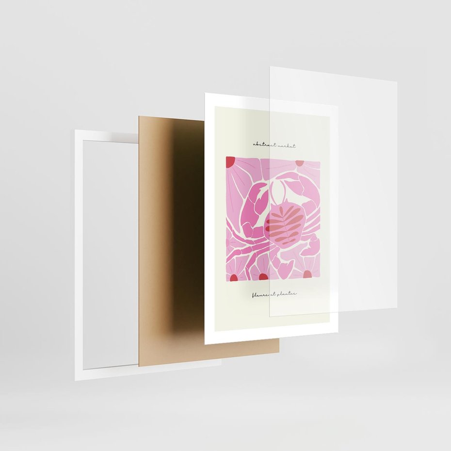 Plakat w ramie 50x70 - Rozświetlone Impresje - abstrakcyjny plakat, krab - rama biała