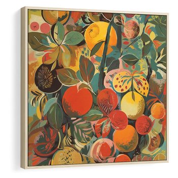 Obraz w ramie 50x50 - Księga Surrealnych Wyobrażeń - abstrakcyjny obraz owoców, jak picasso - rama drewno