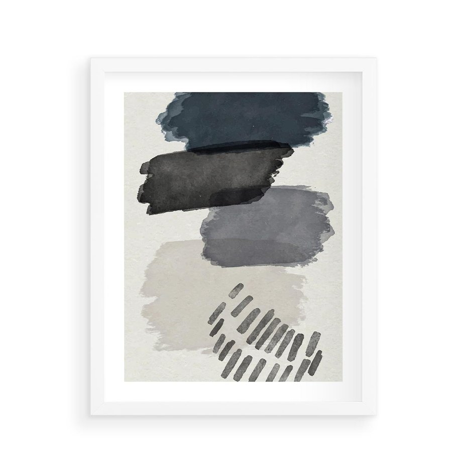 Plakat w ramie 40x50 - W Stylu Akwareli - nowoczesny plakat, abstrakcja - rama biała