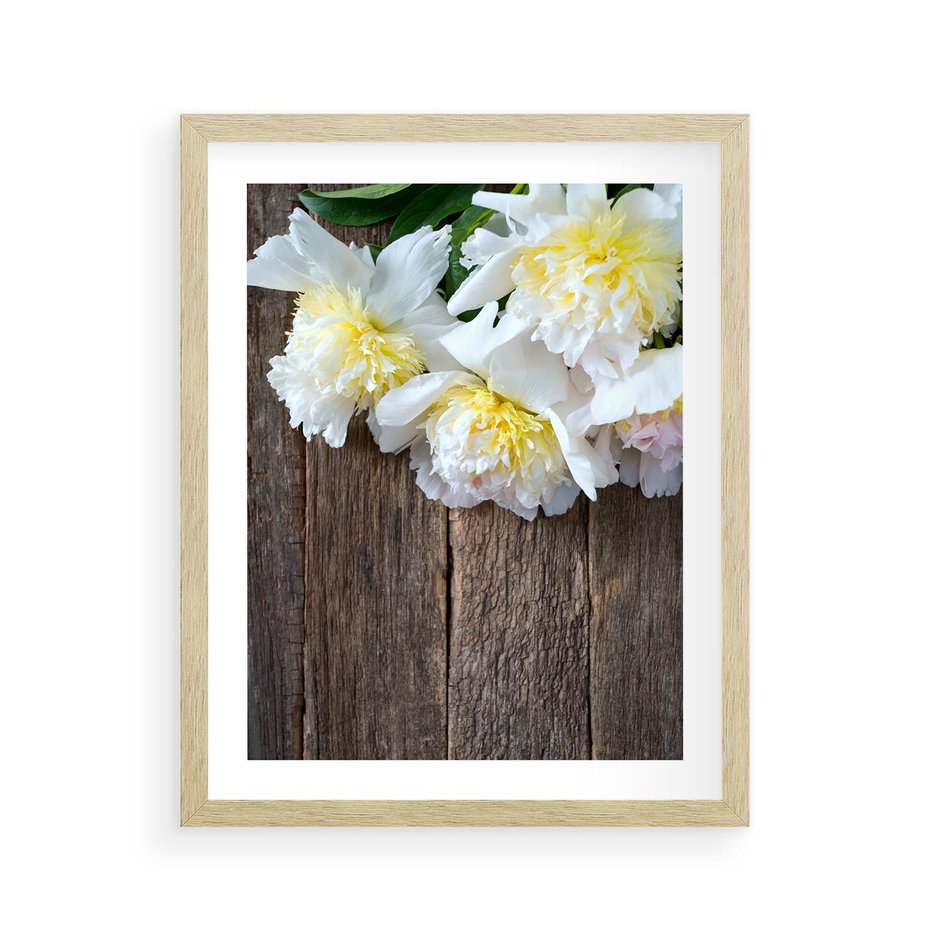 Plakat w ramie 40x50 - Relaksująca Harmonia - kwiaty, spa - rama drewno