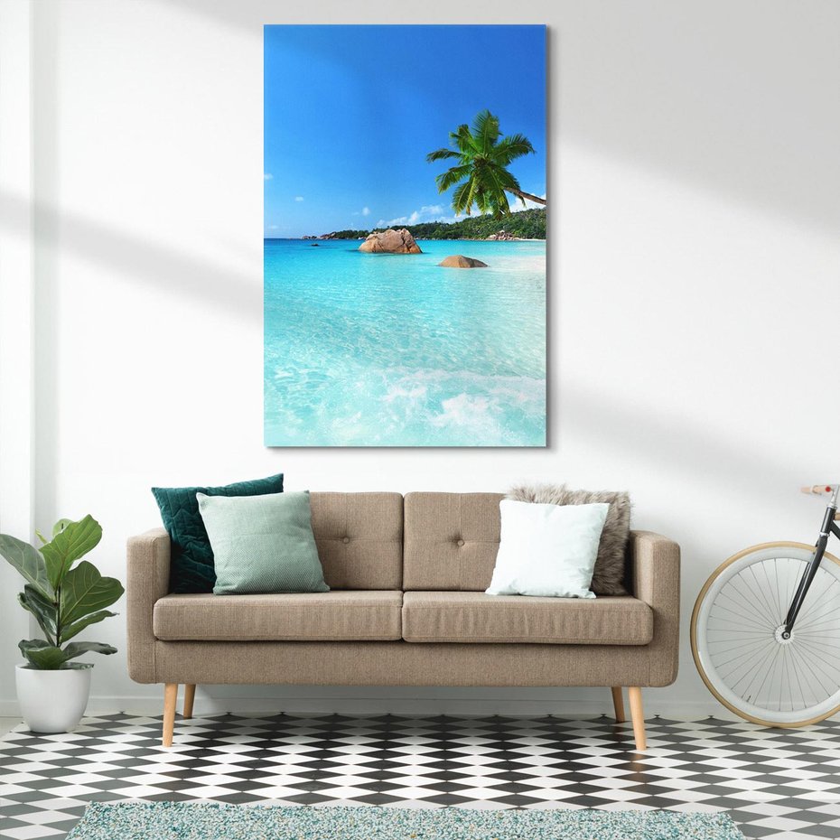 Obraz na płótnie 70x100 - Idylliczne Seszele - przyjemność dla oczu - Seszele, plaża