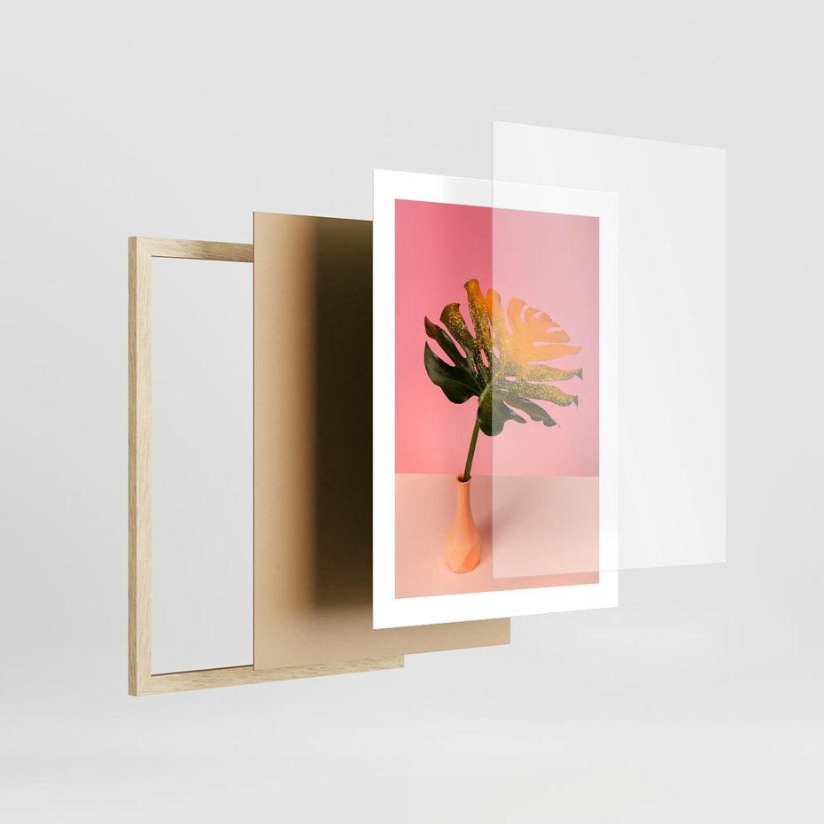 Plakat w ramie 30x40 - Egzotyczna monstera - monstera, liść - rama drewno