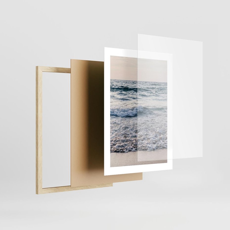 Plakat w ramie 30x40 - Malowniczy Nadmorski Krajobraz - morze, fale - rama drewno