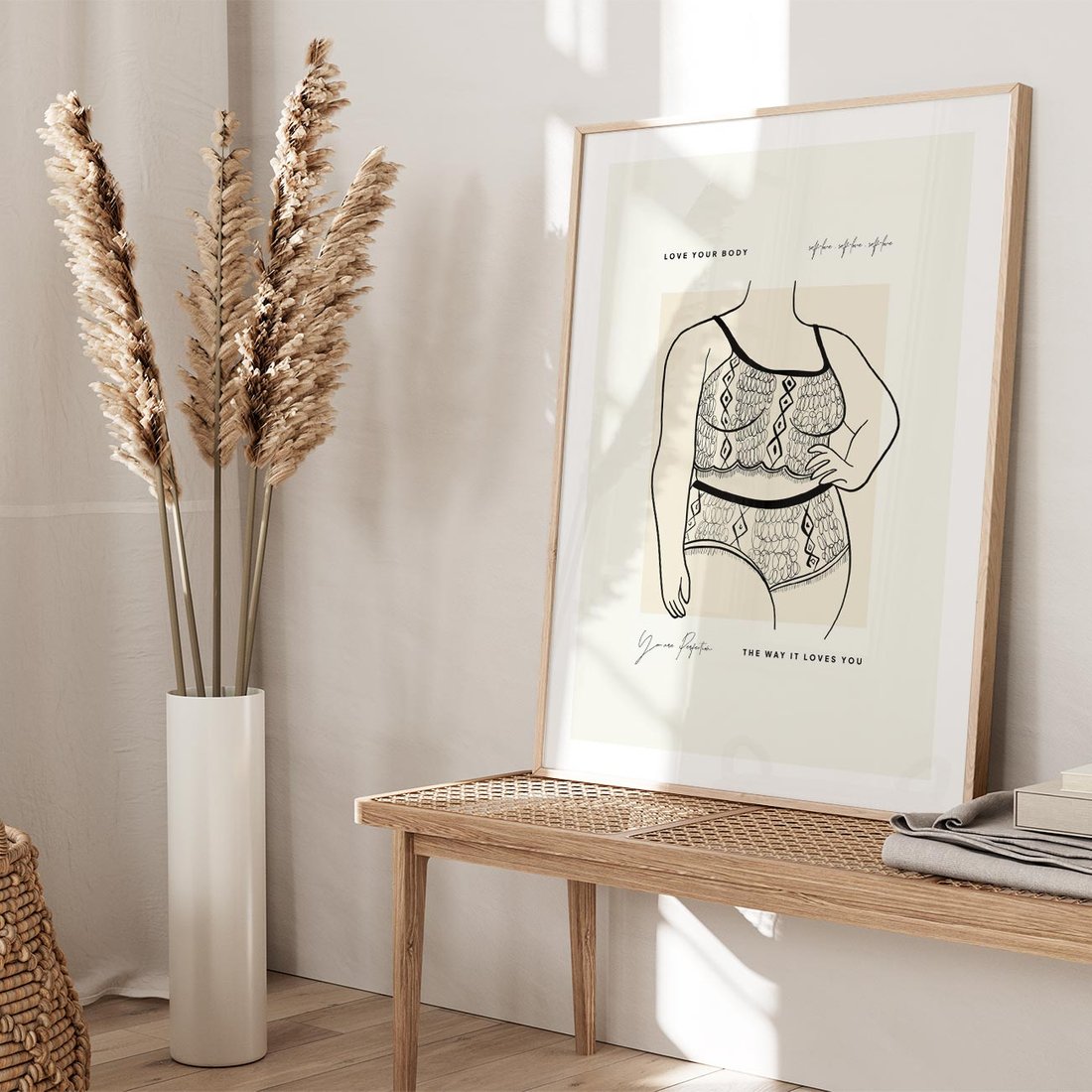 Plakat w ramie 40x50 - Spojrzenia Wewnętrznych Widoków - nowoczesna sztuka kobieca, plakat - rama drewno