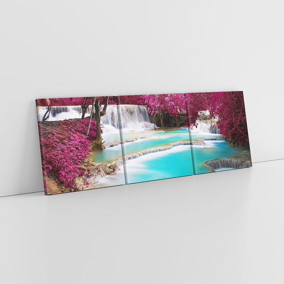 Obraz na płótnie 90x30 - Siła Natury - wodospad, Tajlandia