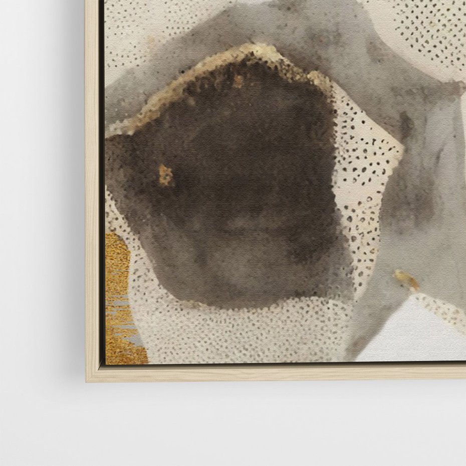 Obraz w ramie 50x70 - Nowoczesne Złoto i Szarość - plamy, złoto - rama drewno