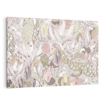 Obraz na płótnie 70x50 - Pejzaże zatajonej duszy - połączenie tekstur, roślinne motywy