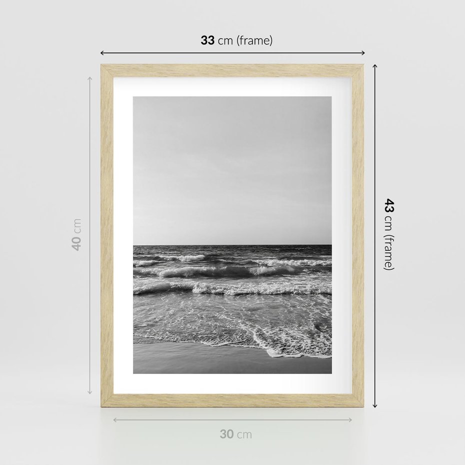 Plakat w ramie 30x40 - Słuchaj Śpiewu Fal - morze, fale - rama drewno