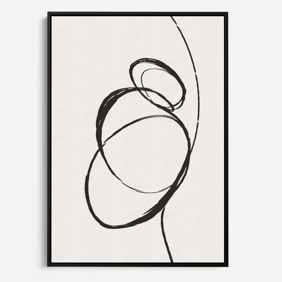 Obraz w ramie 70x100 - Modernistyczne Refleksje - abstrakcyjne szkicowane linie, minimalizm - rama czarna