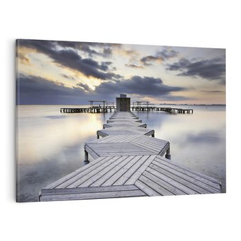 Obraz na płótnie 120x80 - Spokój nad Jeziorem - pomost, jezioro