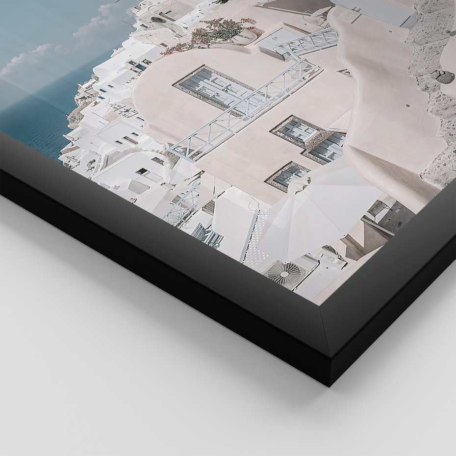 Zestaw obrazy w ramie 50x70 galeria - Santorini, Włochy, podróż - rama czarna
