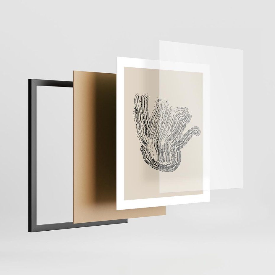 Plakat w ramie 40x50 - Abstrakcyjne Odbicie - abstrakcyjne odbicie, biało czarny - rama czarna