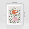 Plakat w ramie 30x40 - Rozkwitające Kontury - plakat, kwiaty - rama biała