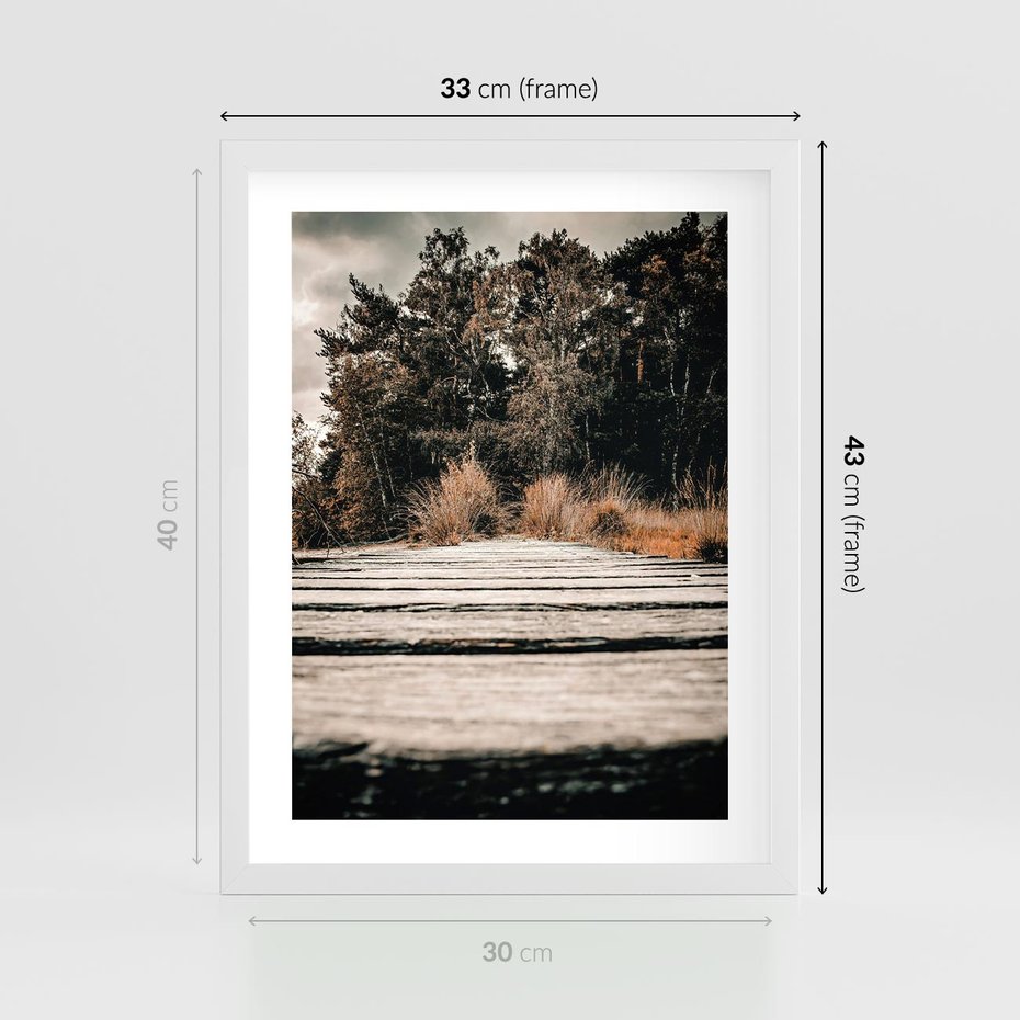 Plakat w ramie 30x40 - Fotografia w Ciepłych Barwach - odcienie brązu, fotografia - rama biała