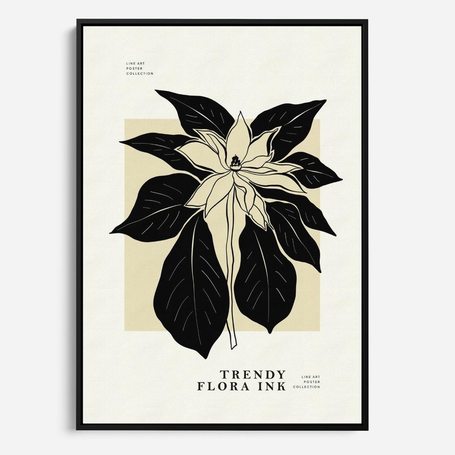 Obraz w ramie 70x100 - Melancholia przerywanych linii - wiaty, typografia - rama czarna