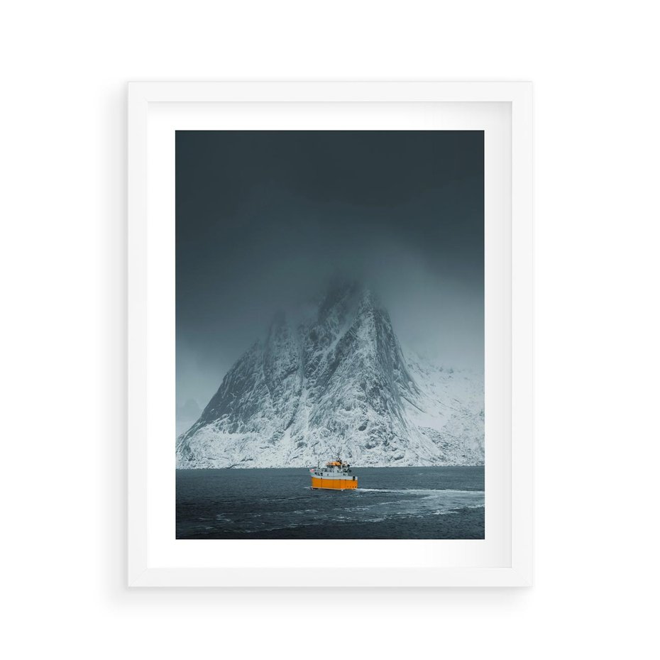 Plakat w ramie 40x50 - Skandynawski pejzaż - skadynawski, pejzaż - rama biała