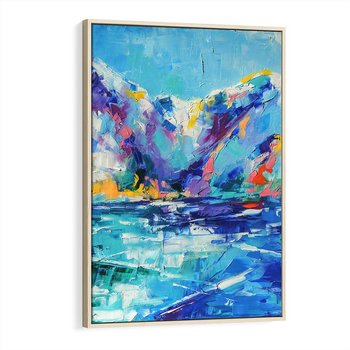 Obraz w ramie 80x120 - Mistyka Górskich Marzeń - abstrakcja, pejzaż gór - rama drewno