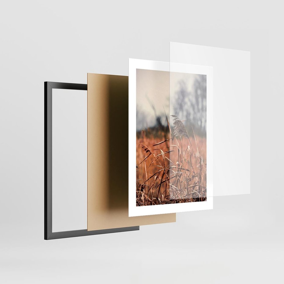Plakat w ramie 30x40 - Jesienna Melancholia - suche trawy, jesień - rama czarna