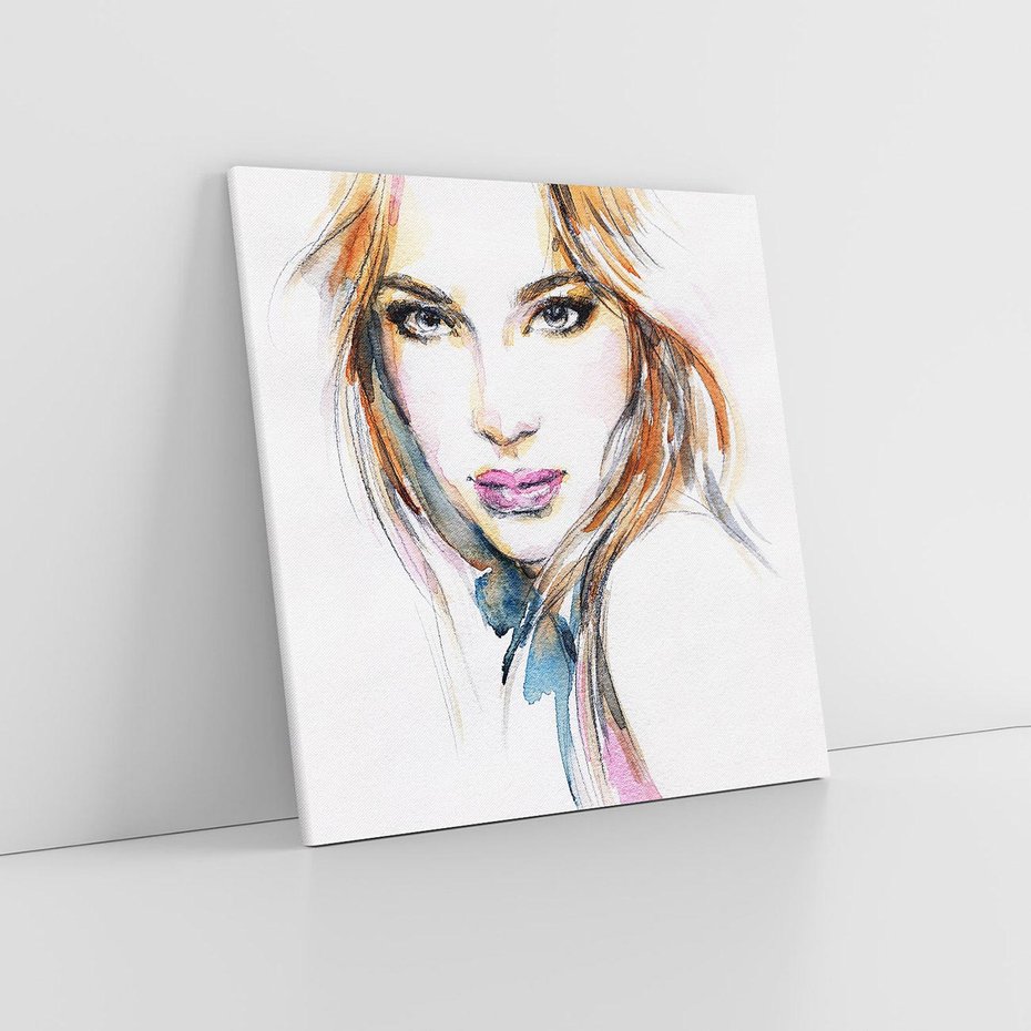 Obraz na płótnie 40x40 - Abstrakcyjny portret kobiecy - grafika, kobieta